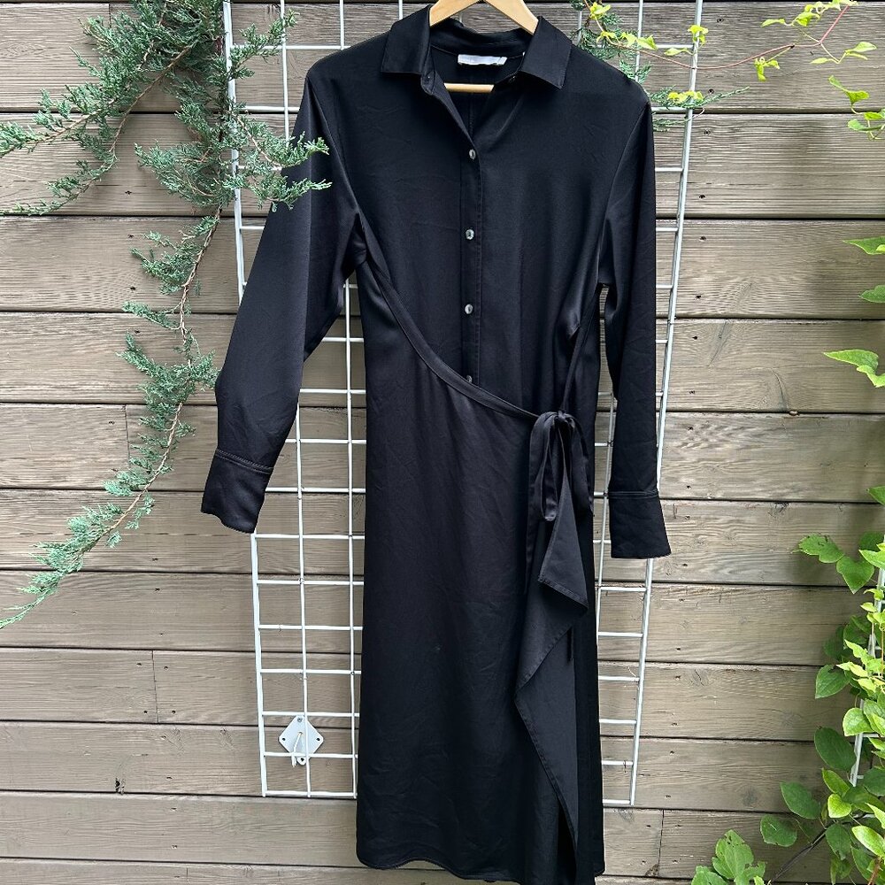 Vince Sz 8 Black Wrap Shirtdress